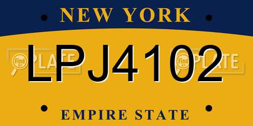 LPJ4102 New York License Plate
