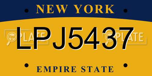 LPJ5437 New York License Plate
