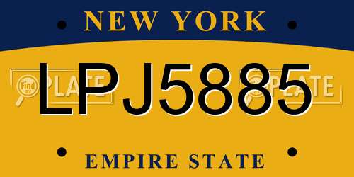 LPJ5885 New York License Plate