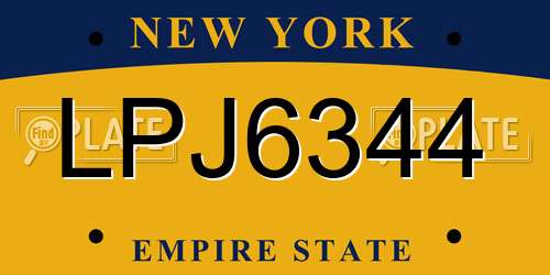 LPJ6344 New York License Plate