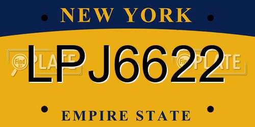 LPJ6622 New York License Plate