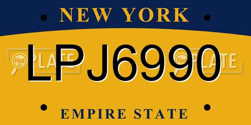 LPJ6990 New York License Plate