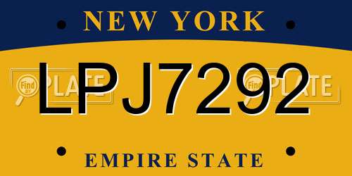 LPJ7292 New York License Plate