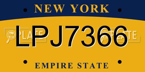 LPJ7366 New York License Plate