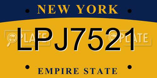 LPJ7521 New York License Plate