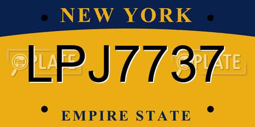 LPJ7737 New York License Plate