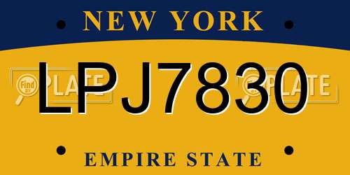 LPJ7830 New York License Plate