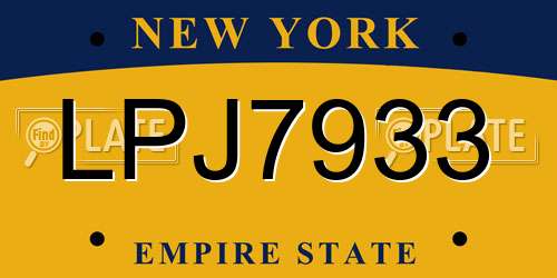 LPJ7933 New York License Plate