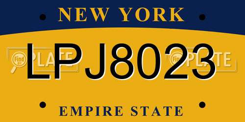 LPJ8023 New York License Plate