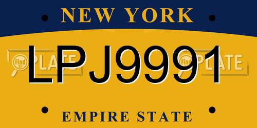 LPJ9991 New York License Plate