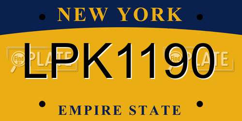 LPK1190 New York License Plate