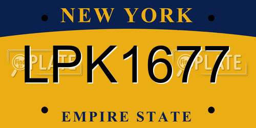 LPK1677 New York License Plate