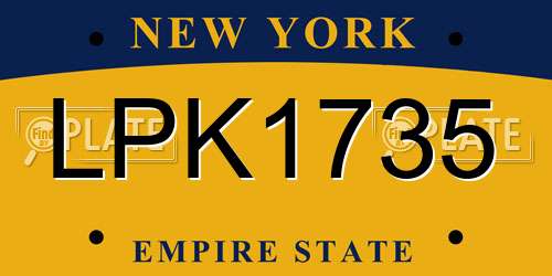 LPK1735 New York License Plate