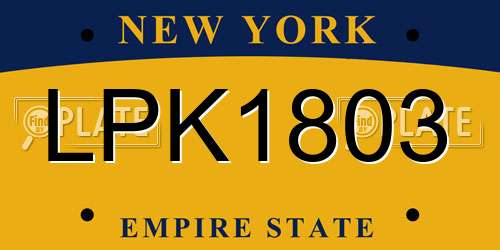 LPK1803 New York License Plate