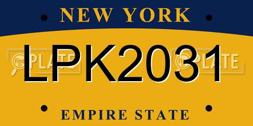 LPK2031 New York License Plate