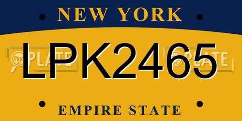 LPK2465 New York License Plate