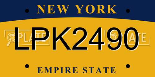 LPK2490 New York License Plate