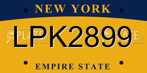 LPK2899 New York License Plate