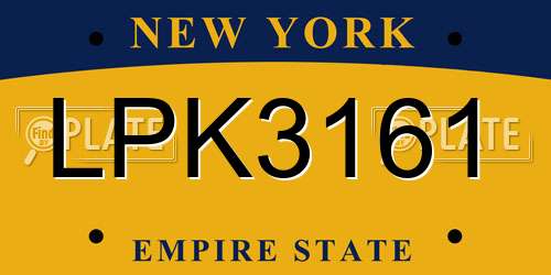 LPK3161 New York License Plate