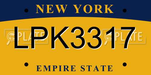 LPK3317 New York License Plate
