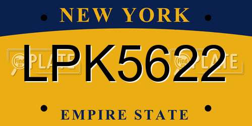 LPK5622 New York License Plate