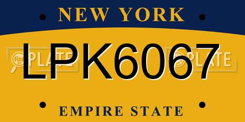 LPK6067 New York License Plate