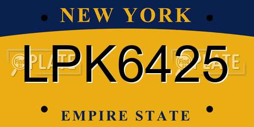 LPK6425 New York License Plate