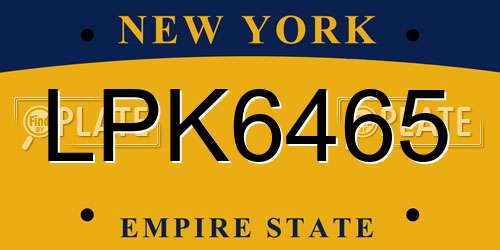 LPK6465 New York License Plate