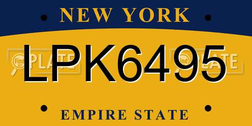 LPK6495 New York License Plate