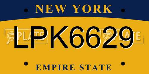 LPK6629 New York License Plate