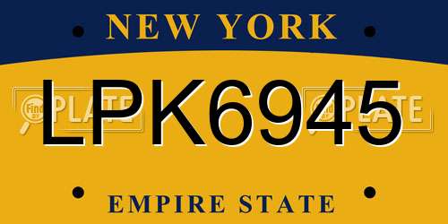 LPK6945 New York License Plate