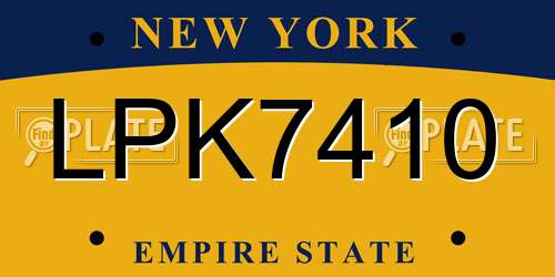 LPK7410 New York License Plate