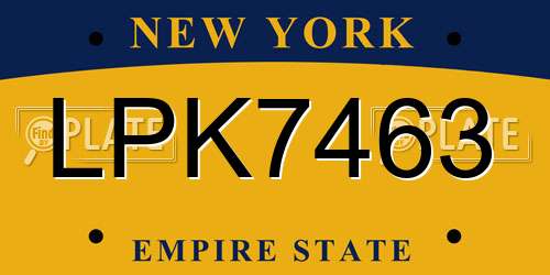 LPK7463 New York License Plate