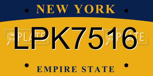 LPK7516 New York License Plate