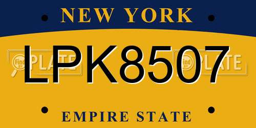 LPK8507 New York License Plate