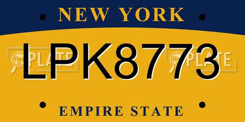 LPK8773 New York License Plate