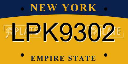 LPK9302 New York License Plate