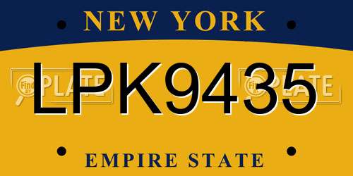 LPK9435 New York License Plate