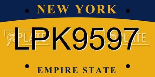 LPK9597 New York License Plate