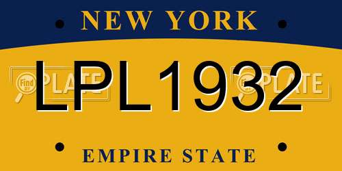 LPL1932 New York License Plate
