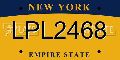 LPL2468 New York License Plate