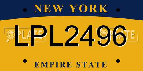 LPL2496 New York License Plate