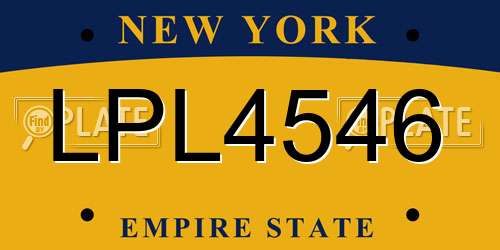 LPL4546 New York License Plate