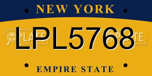 LPL5768 New York License Plate