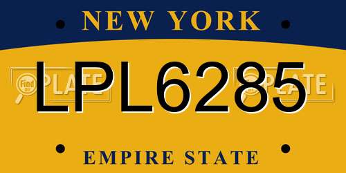 LPL6285 New York License Plate