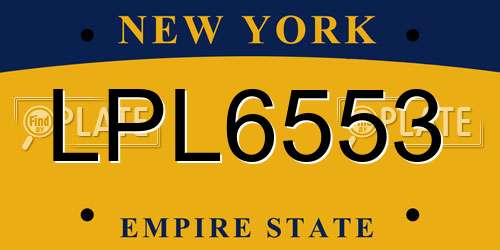 LPL6553 New York License Plate