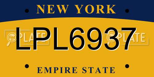 LPL6937 New York License Plate