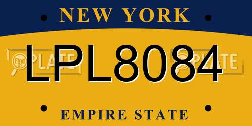 LPL8084 New York License Plate