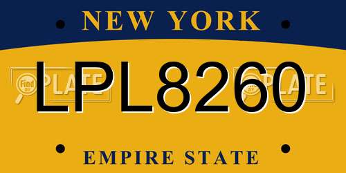 LPL8260 New York License Plate