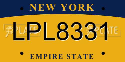 LPL8331 New York License Plate